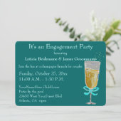 Engagement Party: Champagne Toast peach Kaart (Staand voorkant)