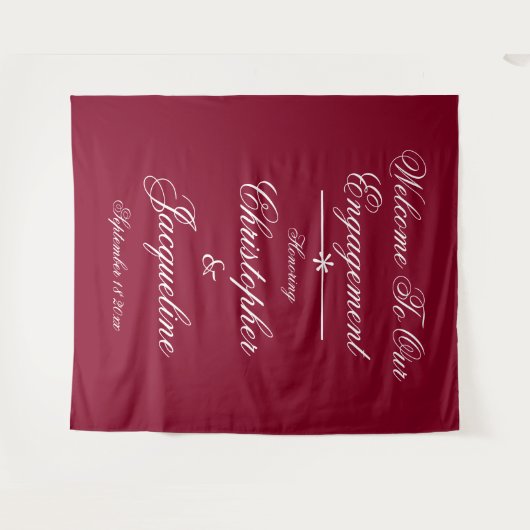 Engagement Party Chic Bourgondië Foto achtergrond Wandkleed (Voorkant (horizontaal))