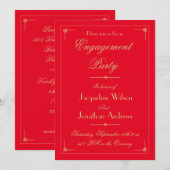 Engagement Party Chic Elegant Romantic Red Classy Kaart (Voorkant / Achterkant)