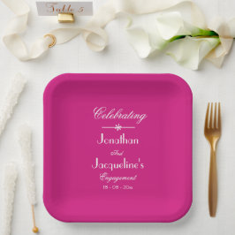 Engagement Party Chic Script Namen Modern Magenta Papieren Bordje
