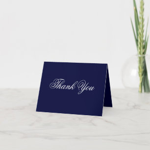 Engagement Party Classic Script Chic Navy Blue Bedankkaart