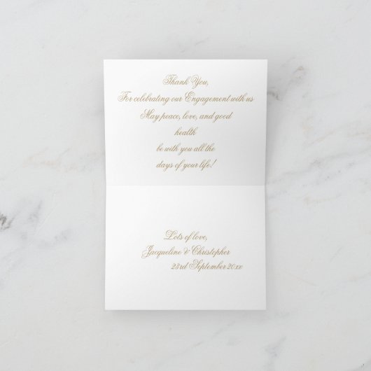 Engagement Party Classic Script Chic Wit Goud Bedankkaart (Binnen)