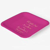Engagement Party Classic Script Elegant Magenta Papieren Bordje (Gebogen)