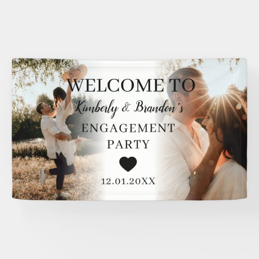 Engagement Party Custom 2 Photo Collage Welkom Spandoek (Horizontaal)