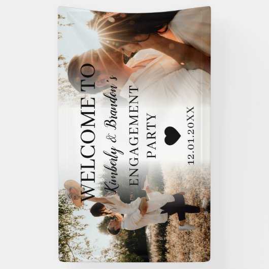 Engagement Party Custom 2 Photo Collage Welkom Spandoek (Verticaal)