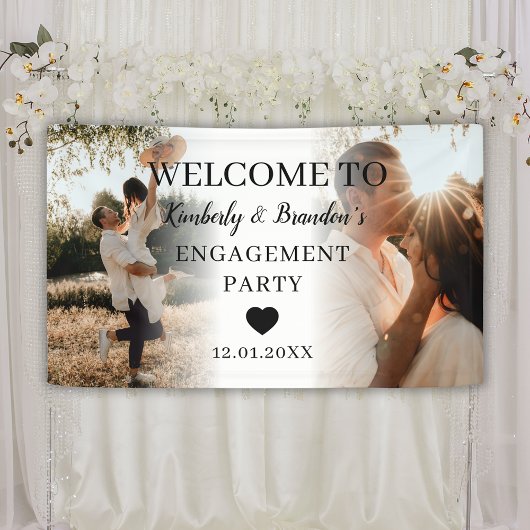 Engagement Party Custom 2 Photo Collage Welkom Spandoek