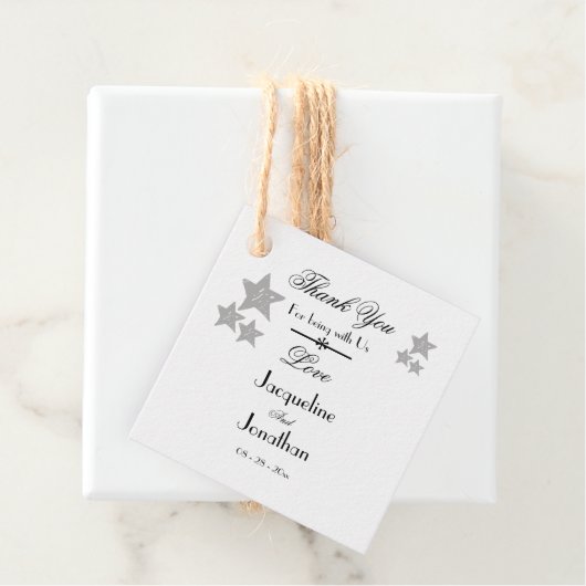 Engagement Party Dank u Gift Eenvoudig Script Chic Bedankjes Labels (In situ)