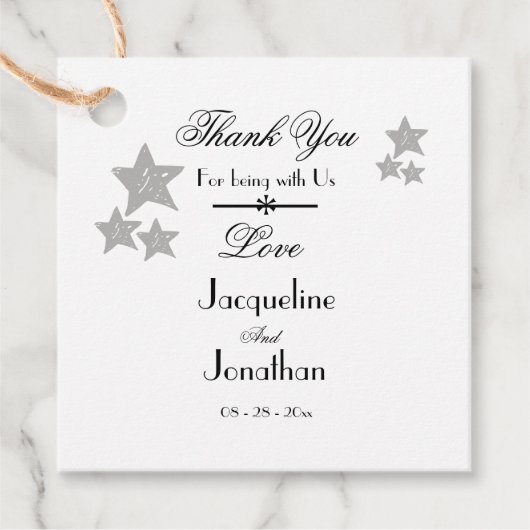 Engagement Party Dank u Gift Eenvoudig Script Chic Bedankjes Labels (Voorkant)