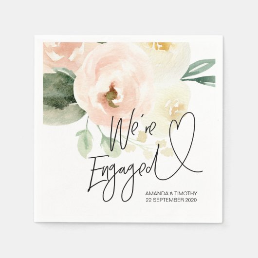 Engagement Party Decoraties Lente Roze Bloemen Servet (Voorkant)