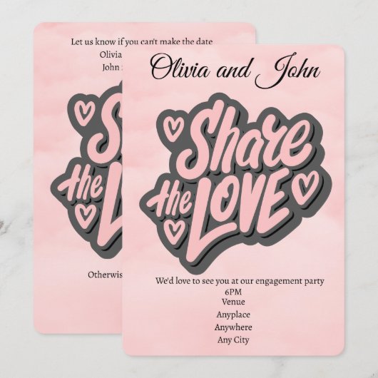 Engagement Party - Deel de Liefde. bewerkbaar Kaart (Voorkant / Achterkant)