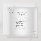 Engagement Party Diamond Heart White Silver Bow Kaart (Achterkant)