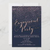 ENGAGEMENT PARTY Douche Blauw Roos Goud Confetti Kaart (Voorkant)