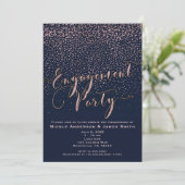 ENGAGEMENT PARTY Douche Blauw Roos Goud Confetti Kaart (Staand voorkant)