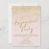 ENGAGEMENT PARTY Douche Blush Pink & Gold Confetti Kaart (Voorkant)