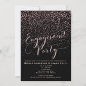 ENGAGEMENT PARTY Douche Zwart Roos Gouden Confetti Kaart (Voorkant)