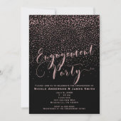 ENGAGEMENT PARTY Douche Zwart Roos Gouden Confetti Kaart (Voorkant)