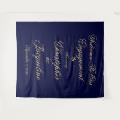 Engagement Party - Eenvoudig, Elegant, Navy & Gold Wandkleed (Voorkant (horizontaal))