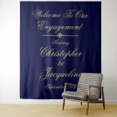Engagement Party - Eenvoudig, Elegant, Navy & Gold Wandkleed (In situ)