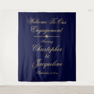 Engagement Party - Eenvoudig, Elegant, Navy & Gold Wandkleed