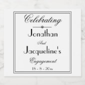 Engagement Party Elegant Custom Chic White Sparkling Wijnetiket (Enkel label)