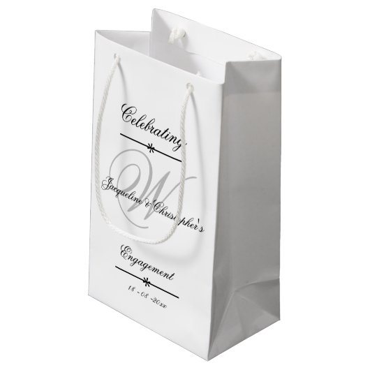 Engagement Party Elegant Monogram Names Chic Cute Klein Cadeauzakje (Achterkant Gekanteld)