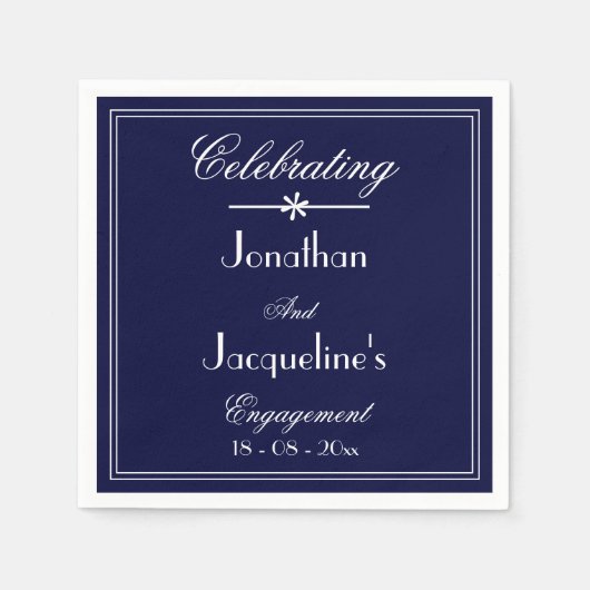 Engagement Party Elegant Navy Blue Custom Chic Servet (Voorkant)