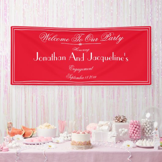 Engagement Party Elegant Script Namen Chic Welkom Spandoek (Feest)