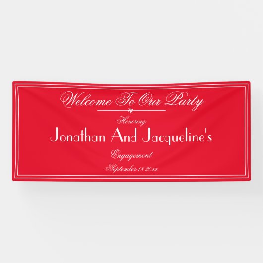 Engagement Party Elegant Script Namen Chic Welkom Spandoek (Horizontaal)