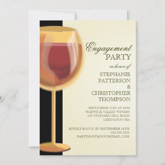 Engagement Party Elegant Wine Threaditation Kaart (Voorkant)