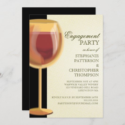 Engagement Party Elegant Wine Threaditation Kaart (Voorkant / Achterkant)