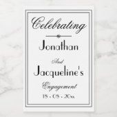 Engagement Party Favor Names Elegant Simple White Wijn Etiket (Enkel label)