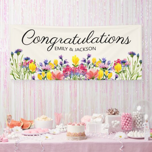 Engagement Party Felicitaties Wildflowers Spandoek (Feest)