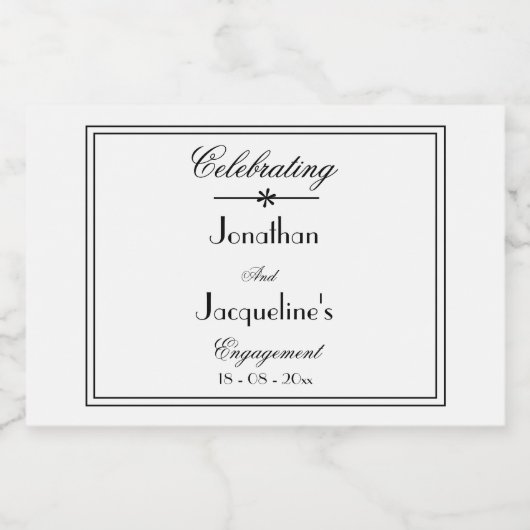 Engagement Party geeft de voorkeur aan naamscript  Sparkling Wijnetiket (Enkel label)