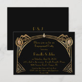 Engagement Party, geweldige Gatsby, art-deco, zwar Kaart (Voorkant / Achterkant)