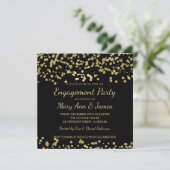 Engagement Party Gold Foil look Confetti Kaart (Staand voorkant)