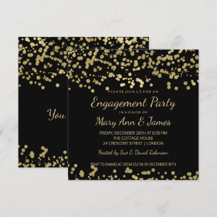 Engagement Party Gold Foil look Confetti Kaart