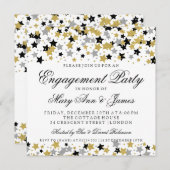 Engagement Party Gold Glitter Stars Confetti Kaart (Voorkant / Achterkant)