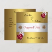Engagement Party Gold Red White Love-ballonnen Kaart (Voorkant / Achterkant)