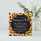 Engagement Party Gold Sparkly Lights Kaart (Staand voorkant)