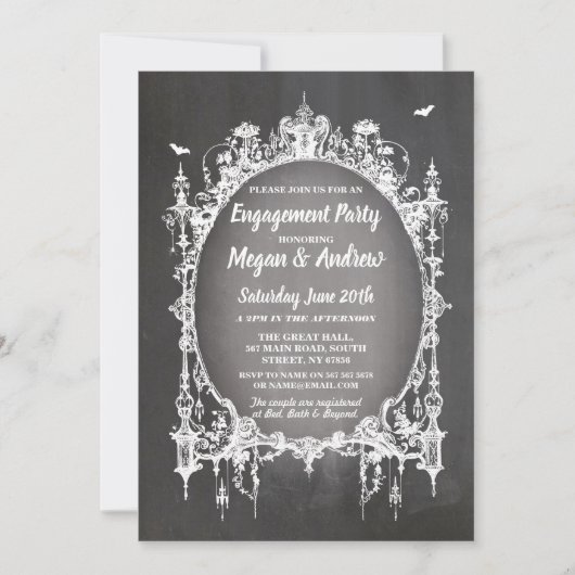 Engagement Party gothic Lijst Halloween Invite Kaart (Voorkant)