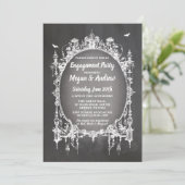 Engagement Party gothic Lijst Halloween Invite Kaart (Staand voorkant)