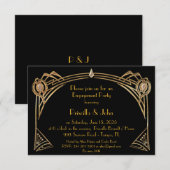 Engagement Party, grote Gatsby, art-deco, zwart Kaart (Voorkant / Achterkant)
