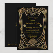 Engagement Party, grote Gatsby, art-deco, zwart Kaart (Voorkant / Achterkant)
