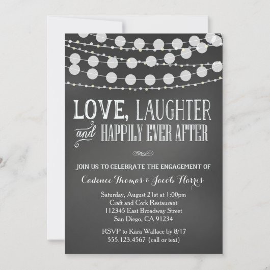 Engagement Party Invitation Chalkboard Wedding Kaart (Voorkant)