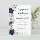 Engagement Party Invitation Elegante Bloemen Kaart (Staand voorkant)