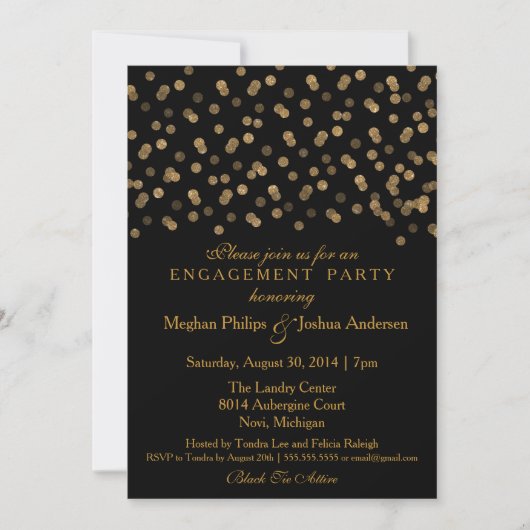 Engagement Party Invitation Gold Glitter Confetti Kaart (Voorkant)