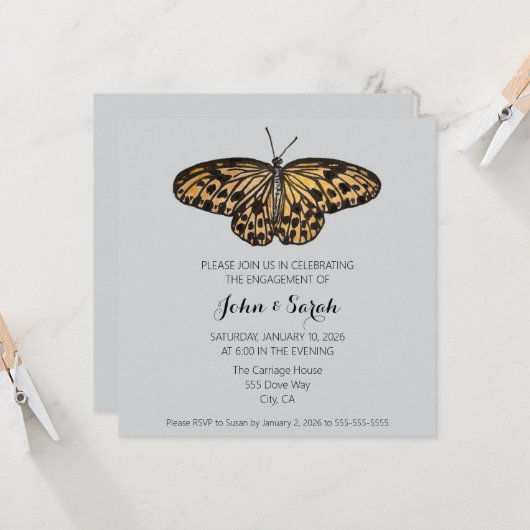 Engagement Party Invitation Kaart (Voorkant / Achterkant in situ)