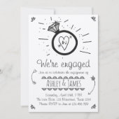 Engagement Party Invitation Rustic Ring Couples Kaart (Voorkant)