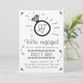 Engagement Party Invitation Rustic Ring Couples Kaart (Staand voorkant)