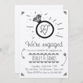 Engagement Party Invitation Rustic Ring Couples Kaart (Voorkant / Achterkant)